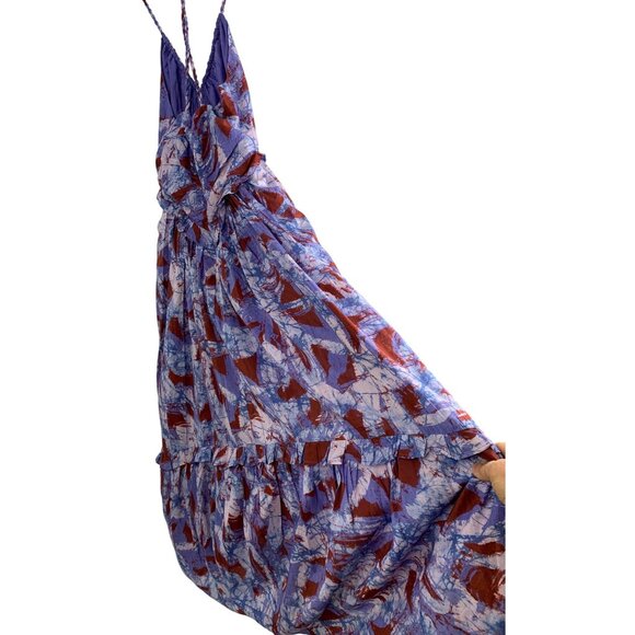 Anthropologie S Halter Dress Ruffle NWOT Lined RGG10693 Maxi $228 v-neck - Picture 8 of 11